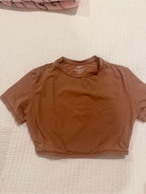 SKIMS Brown Short Sleeve Crop Top Size S